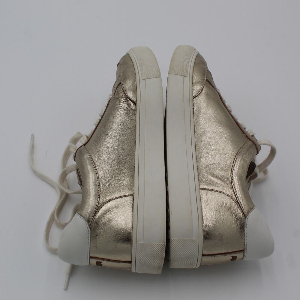 Birdies Sneakers Womens 7.5 Gold Metallic Leather Lace Up Low Top Casual Shoes - Picture 6 of 8